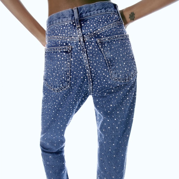 Zara rhinestone jeans never worn straight leg - Picture 2 of 4